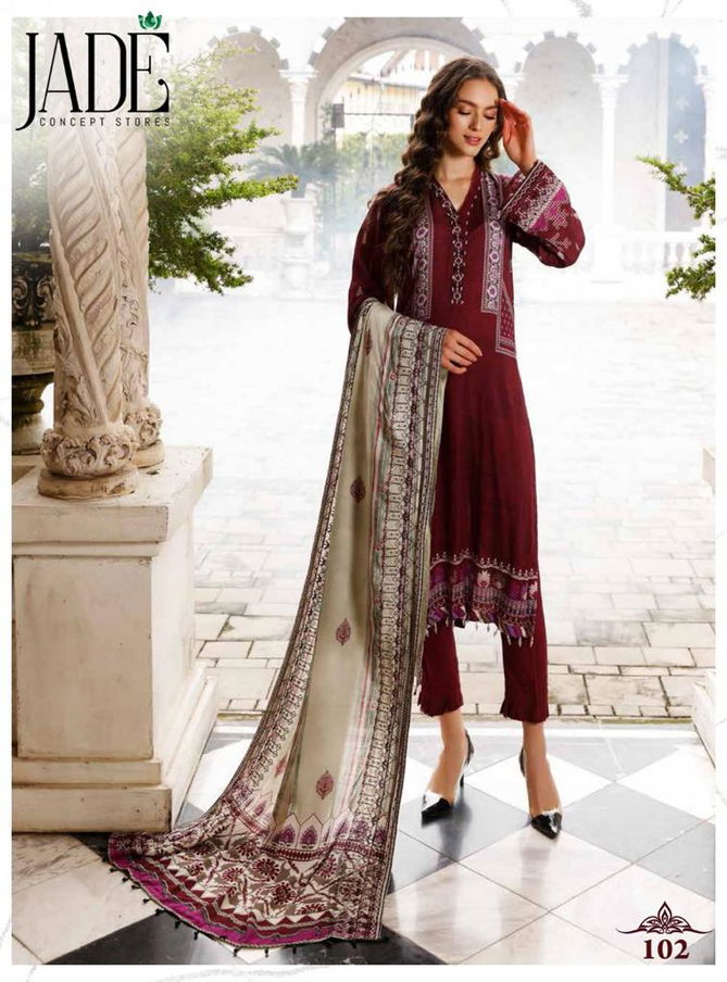 Jade Alfina Wholesale Pakistani Cotton Dress Mateial Catalog
